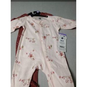 Gerber Newborn 2-Pack Cotton Sleep and Play Pink Woodland Rust Star Pajamas NEW